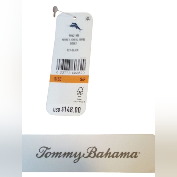 Tommy Bahama -NWT Black Shift Dress W/Red & Purple Floral Print, Short Sleeve - Picture 10 of 11